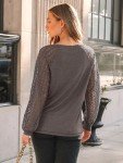 Chic Women's V-Neck Lace Long Sleeve Top