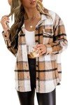 Stylish Women's Plaid Flannel Shacket - Apricot