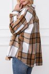 Stylish Women's Plaid Flannel Shacket - Apricot