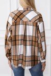 Stylish Women's Plaid Flannel Shacket - Apricot