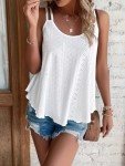 Women’s Casual Flowy Eyelet Tank Top - White