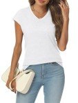 Cute Cap Sleeve V Neck T-Shirt for Women