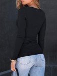 Long Sleeve Square Neck Ribbed Tee for Women