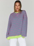 Trendy Oversized Striped Sweatshirt for Women