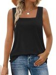 Summer Square Neck Tank Top for Women - Black