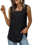 Summer Square Neck Tank Top for Women - Black