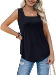 Summer Square Neck Tank Top for Women - Black