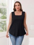 Summer Square Neck Tank Top for Women - Black