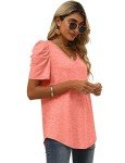 Women's Plus Size Puff Sleeve V Neck T-shirt