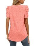 Women's Plus Size Puff Sleeve V Neck T-shirt