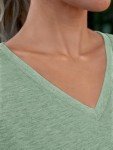 Trendy Women's V Neck Short Sleeve Tee - Green