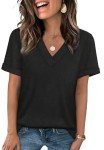 Casual V-Neck Summer Tops for Women - Black