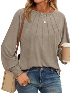 Chic Khaki Long Sleeve Fall Top for Women