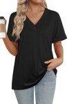 Casual V-Neck Summer Tops for Women - Black