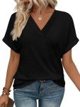 Trendy V Neck Short Sleeve Summer Tops for Women