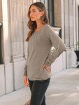 Chic Khaki Long Sleeve Fall Top for Women
