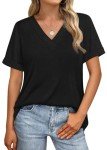 Casual V-Neck Summer Tops for Women - Black
