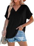 Trendy V Neck Short Sleeve Summer Tops for Women