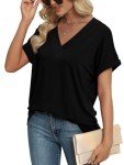 Trendy V Neck Short Sleeve Summer Tops for Women