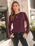 Long Sleeve Women's Casual Work Shirt - Wine Red