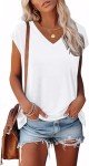 Women's V Neck Short Sleeve T-Shirt – White