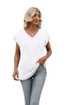 Women's V Neck Short Sleeve T-Shirt – White