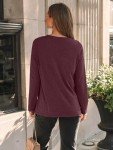 Long Sleeve Women's Casual Work Shirt - Wine Red