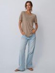 Women's Lace Short Sleeve Summer Tops - Khaki