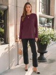 Long Sleeve Women's Casual Work Shirt - Wine Red