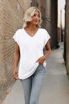 Women's V Neck Short Sleeve T-Shirt – White