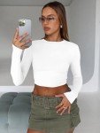 Chic Long Sleeve Crop Top for Women under $10