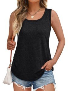 Trendy Black Flowy Tank Top for Women