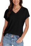 Summer V Neck Cap Sleeve Basic Tops for Women