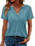 WEESO Women's Summer V-Neck Short Sleeve Tops