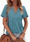 WEESO Women's Summer V-Neck Short Sleeve Tops