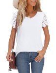 White V-Neck Lace Short Sleeve Summer Top