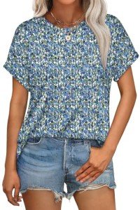 WEESO Women's Floral Short Sleeve Summer Tee