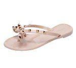 Chic Bow Flip Flops with Studs - Size 7