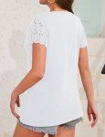 White V-Neck Lace Short Sleeve Summer Top