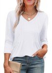 WEESO Women's Summer V-Neck 3/4 Sleeve Top