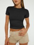 Trendy Y2K Women's Short Sleeve Workout Tops