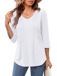 WEESO Women's Summer V-Neck 3/4 Sleeve Top
