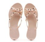 Chic Bow Flip Flops with Studs - Size 7