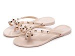 Chic Bow Flip Flops with Studs - Size 7