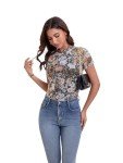 Cute Floral Mesh Short Sleeve Summer Top