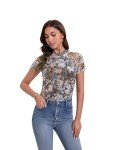 Cute Floral Mesh Short Sleeve Summer Top