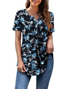 Plus Size Floral Print Short Sleeve Tunic Top