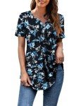 Plus Size Floral Print Short Sleeve Tunic Top
