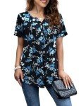 Plus Size Floral Print Short Sleeve Tunic Top