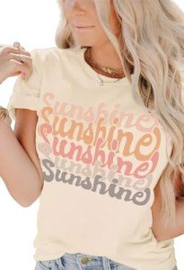 Funny Sunshine Graphic Tee for Women - Apricot